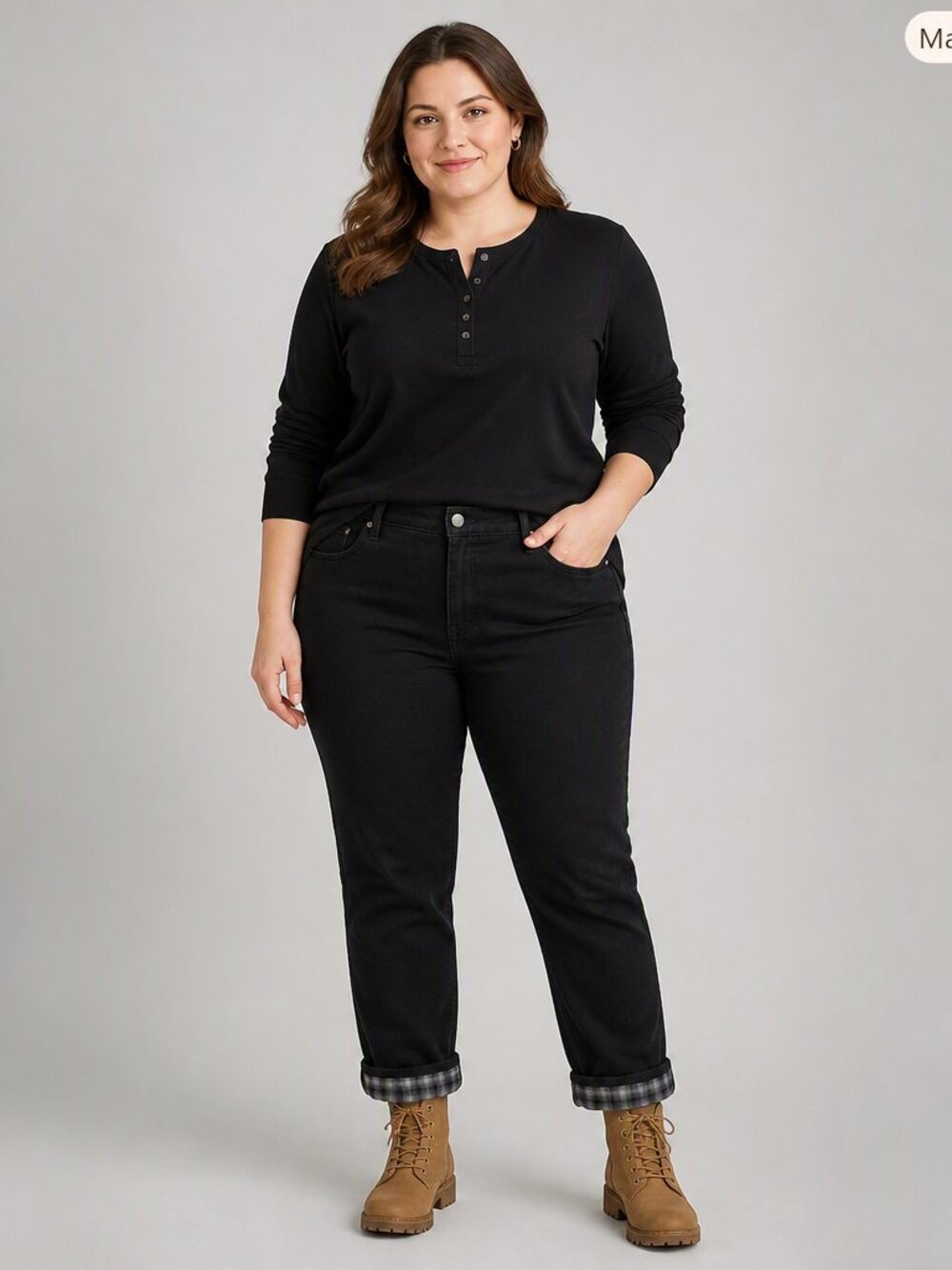 Women's Size 16 Black Plaid Lined Tall Jeans